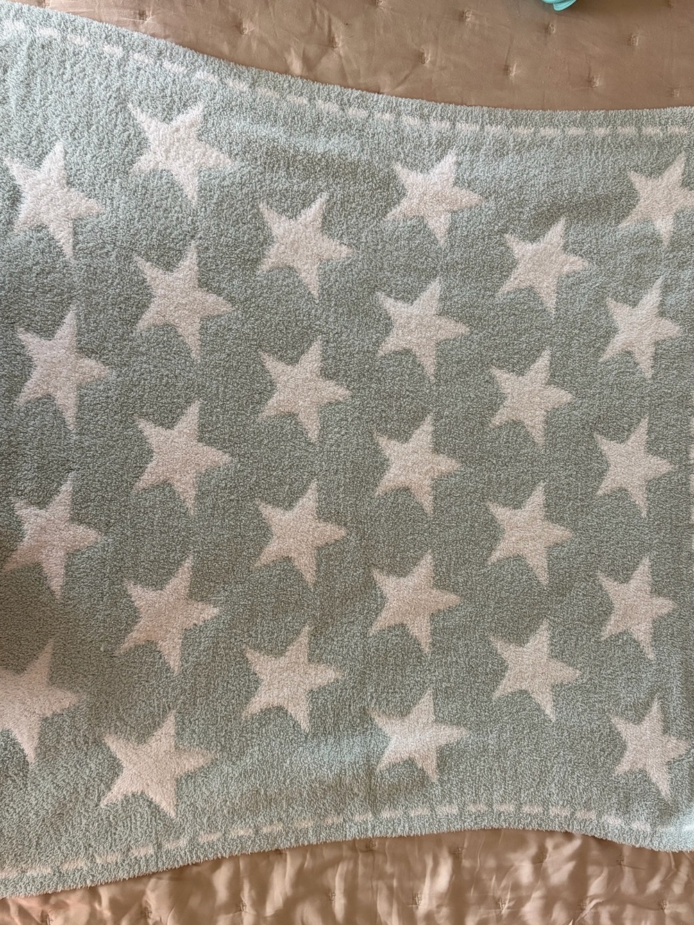 Barefoot Dreams Plush Star Baby Blanket in Light Blue and White - Picture 3 of 3